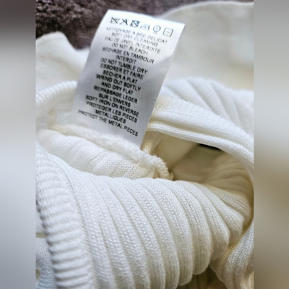 Balmain One-shoulder Ruffled Ribbed-knit Top Size 8 - Picture 5 of 12